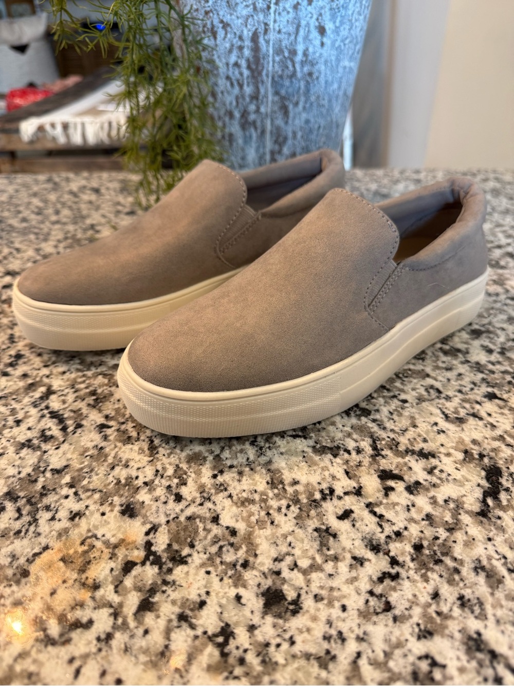 Madden Girl Slip-On Suede Flats - Taupe